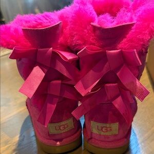 UGG Vibrant Pink Boots with Satin Bows